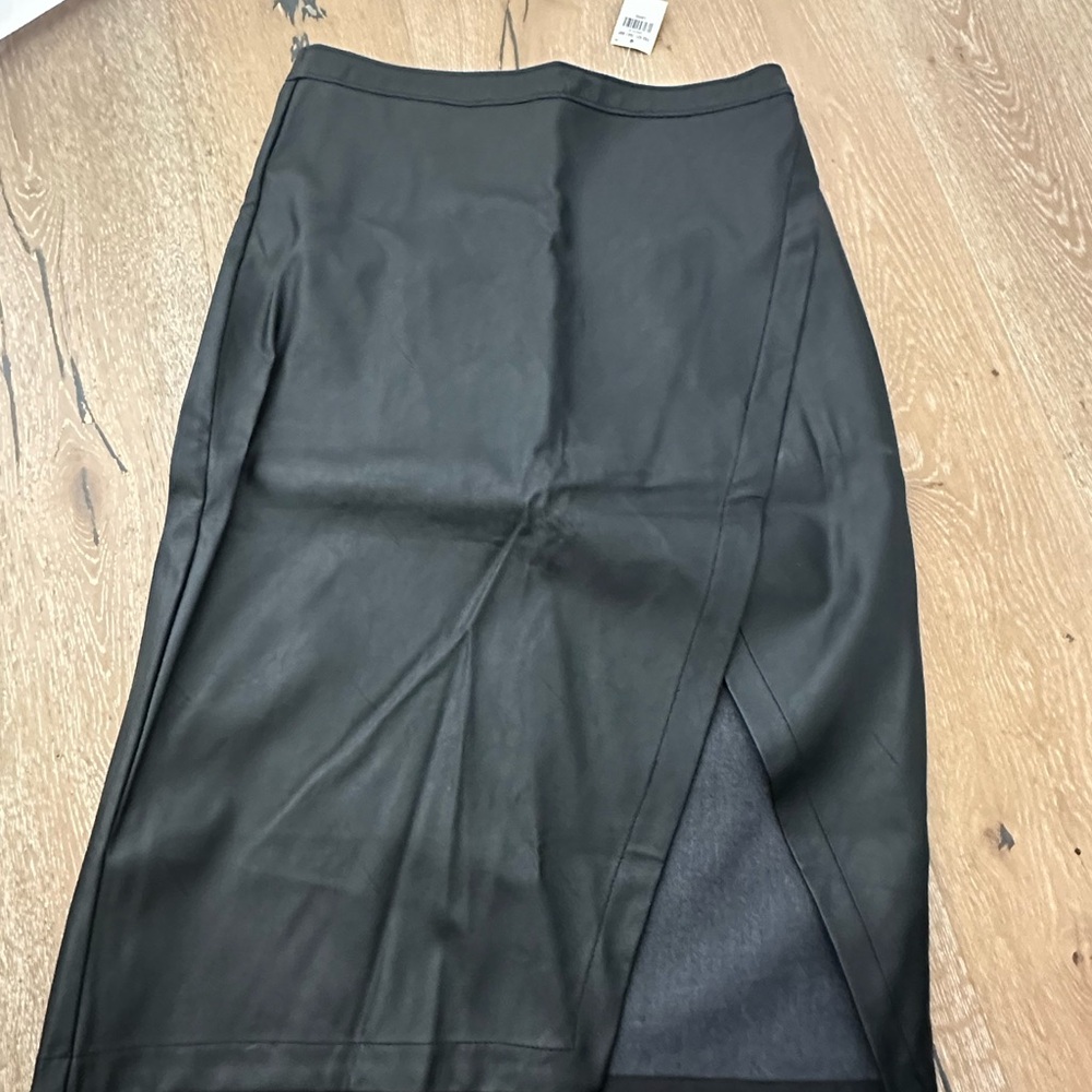 Abercrombie & Fitch Black Midi Vegan Leather Skirt